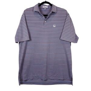 Peter Millar Summer Comfort Polo Blue Pink White Striped LakeB Print Size Large